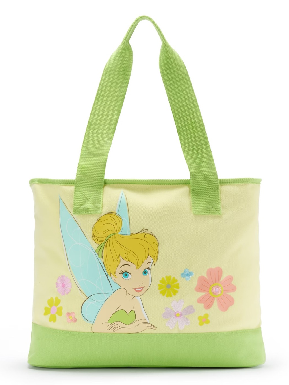 Disney Store Exclusive Tinkerbell Yellow Green Large Canvas Tote Bag NEW